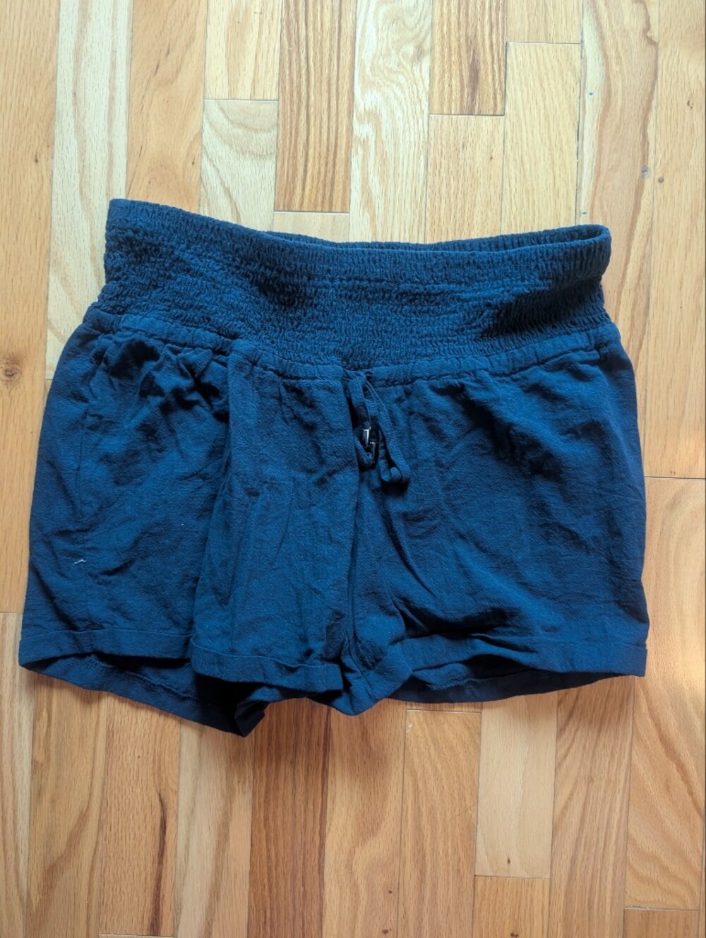 Women’s Black Smocked Waist Casual Shorts